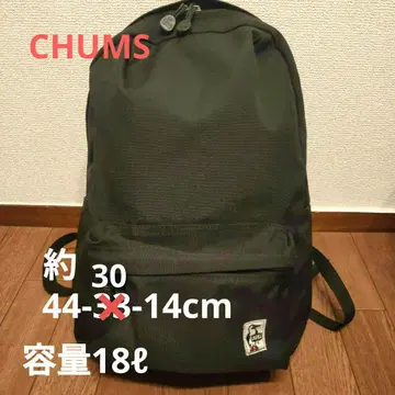 참스 심플 블랙 나일론 백팩 외 포켓 부착