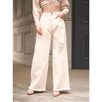 다리치 데미지 와이드 팬츠