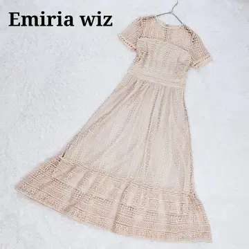 Emiria wiz 플레어 원피스 롱 레이스 시스루 시어