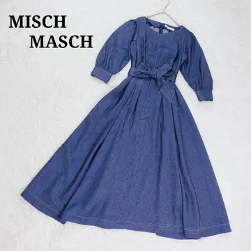 MISCH MASCH 데님 스트레치 벨트 리본 롱 원피스