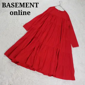 새상품급 BASEMENT online 절개 티어드 원피스 레드