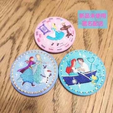 디즈니 자수 캔배치 겨울왕국 앨리스 아리엘 [ 미사용 새상품 익명 ]