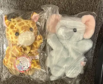 CUTE 큐트 기린 코끼리 퍼펫 2개 세트 봉제 인형 미개봉 새상품
