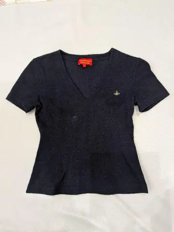 비비안 웨스트우드 V넥 반팔 상의 네이비 S사이즈