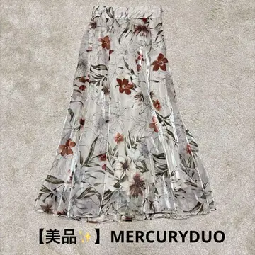[ 새상품급 ] MERCURYDUO 시어 플라워 스커트 롱 스커트 핑크