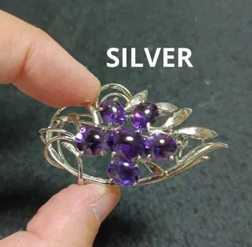 자수정 컬러 SILVER 브로치