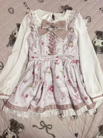 리즈리사 Salon de Fraise 패턴 셋업 핑크