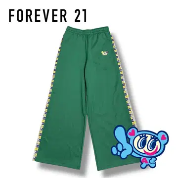 새상품 콜라보 FOREVER 21 ANGEL BLUE 라인 저지 팬츠