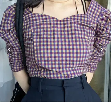 Ameri CHECK PUFF SLEEVE TOP 사이즈 M