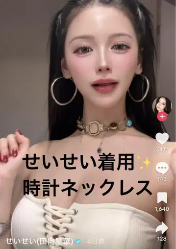 타무카이 세이카 착용 시계 참 포함 목걸이 미사용