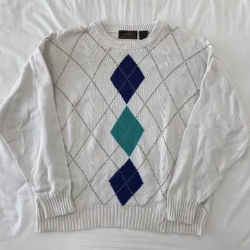90s Eddie Bauer 코튼 아가일 니트