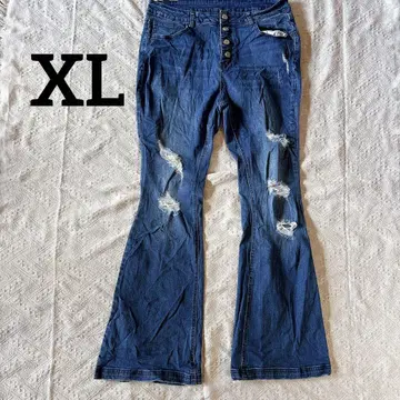 [XL] 데미지 가공 부츠컷 데님 청바지 데미지 데님 플레어