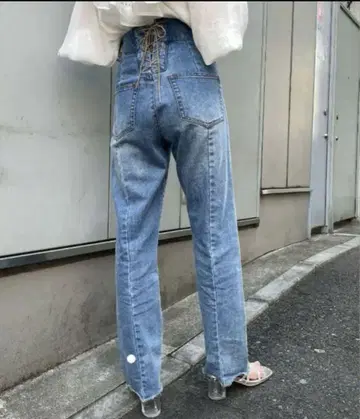 백 레이스업 스트레이트 데님 S