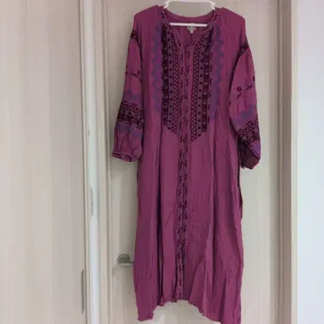 티티카카 자수 핑크 셔츠 원피스