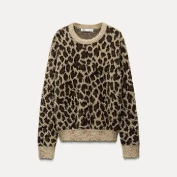 거의 새상품, 새상품급 ZARA 자카드 애니멀 무늬 니트 스웨터 L