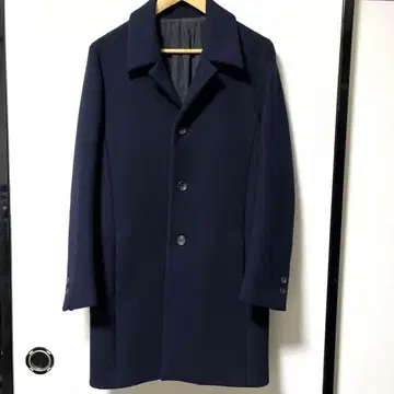 KURO 울 코트 네이비