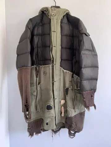 Greg Lauren Chaunk 패치워크 스타일 롱 다운 자켓