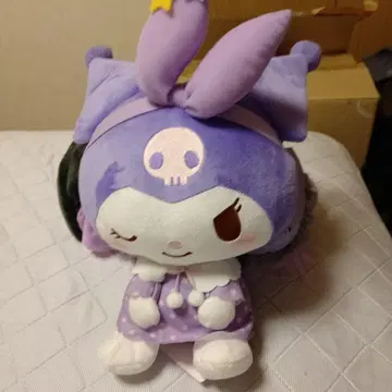 스컬 모티브 보라색 봉제 인형 약 30cm
