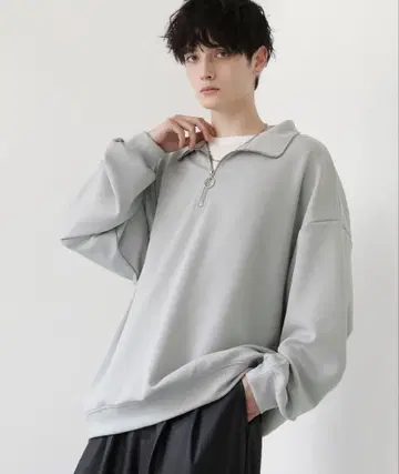 빅 실루엣 반지 하프 지퍼 분또 풀오버