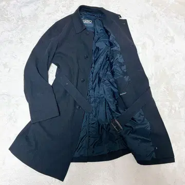 HERNO 헬노 네이비 스텐카라 코트 허리 벨트 빅 사이즈