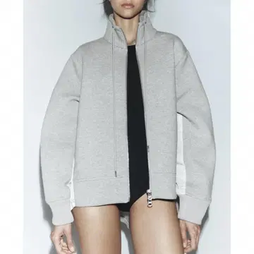 ZARA 대비 나일론 스웨트 셔츠 자켓 아우터 그레이