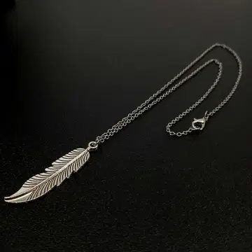 실버 깃털 페더 목걸이 심플 펜던트