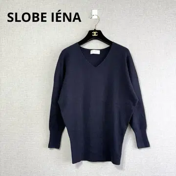 새상품급 SLOBE IENA V넥 울 니트 네이비 긴팔 상의