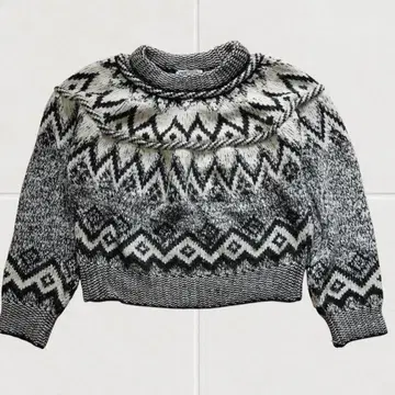 J1177@ ZARA 고급스럽고 귀여운 페어아일 패턴 니트 L 그레이