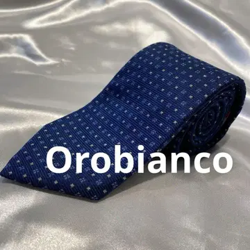 Orobianco 오로비안코 이탈리아제 네이비 도트 체크 넥타이