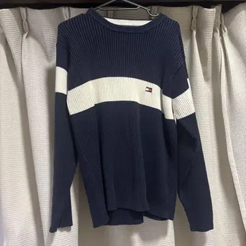TOMMY HILFIGER 네이비/화이트 니트 스웨터 S