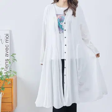 새상품 택 포함 아이보리 L~LL 플레어 롱 가디건 쉬폰