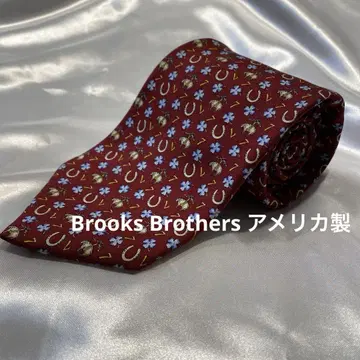 Brooks Brothers 미국제 보르도 말발굽과 꽃무늬 실크 넥타이