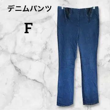 데님 팬츠 [ F ] 블루 허리밴딩 스트레이트 청바지 캐주얼
