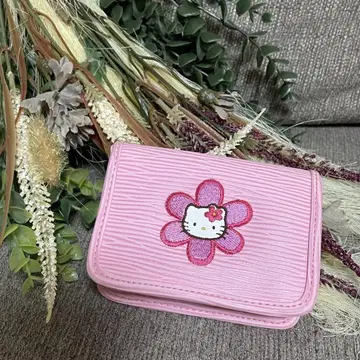 레어! 헬로키티 꽃 자수 패스 케이스 헤이세이 레트로 카오하나 당시