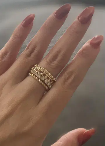 아쉬페 프랑스 골드톤 레이어드 반지 4개 세트 13.5~16호