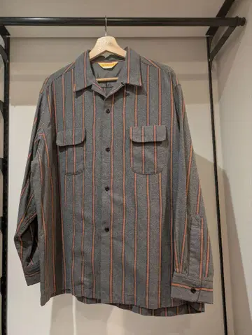 PENNEY'S 그레이 오렌지 스트라이프 셔츠