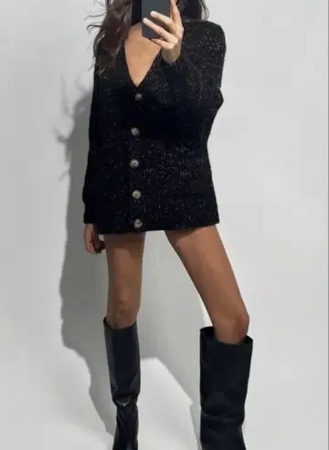 ZARA 포켓 부착 니트 가디건 S