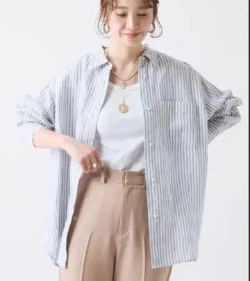 유럽인 플럭스 린넨 레귤러 셔츠 스트라이프