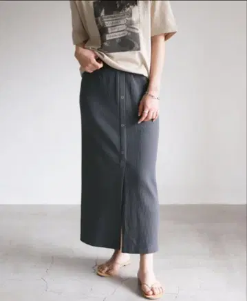 SLOBE IENA 플리츠 리브 타이트 스커트