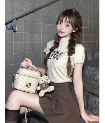 Darich DD 로고 베이직 니트탑 베이지