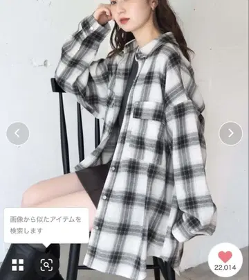 tiptop 데님 x 체크 BIG 셔츠 자켓