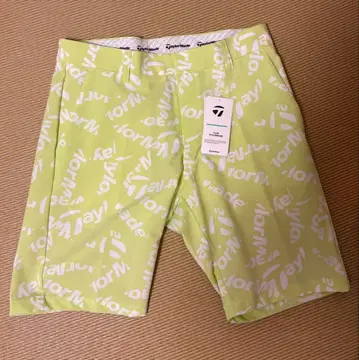 [ 미사용 새상품 ] 테일러메이드 로고 프린트 라임 그린 팬츠 M 사이즈