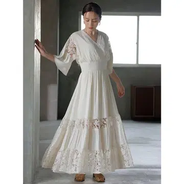 레이스 도킹 티어드 원피스