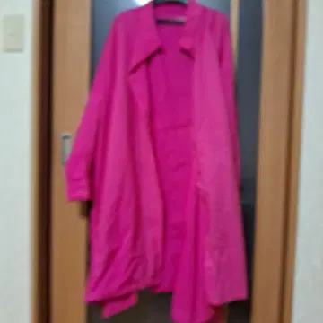 핑크 오픈 카라 긴팔 셔츠
