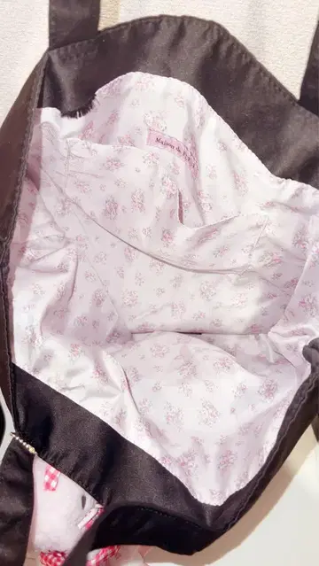 Maison de FLEUR 더블 리본 개더 토트백 꽃 패턴