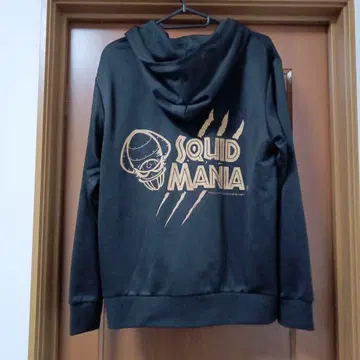 SQUIDMANIA 풀 지퍼 후드티 블랙 저지 원단 L 사이즈 스쿠마니