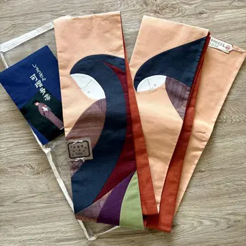 미사용 쇼잔 카루타 오비 반폭 오비 실크 모