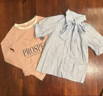 PROSPECT 프린트 핑크 상의와 스트라이프 셔츠 세트 S, M