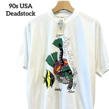 90s USA제 데드스탁 클레이지 셔츠 고양이 싱글 스티치