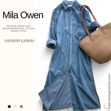 미라오웬 Mila Owen 긴팔 셔츠 원피스 겉옷 소프트 데님